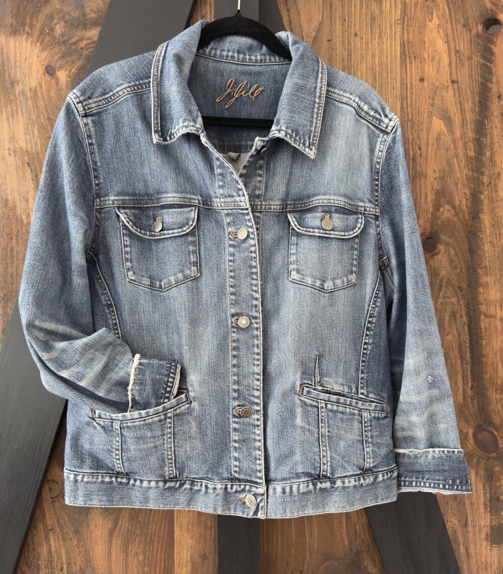 J. Jill Denim Jean Jacket Medium Wash Distressed Size XL
